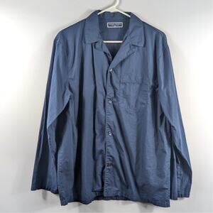 Charles Tyrwhitt Jermyn Street Mens M Long Sleeve Camp Collar Shirt Navy Blue